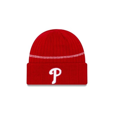 Red Philadelphia Phillies Hat - New Era MLB Sport Knit Beanie USA9617043